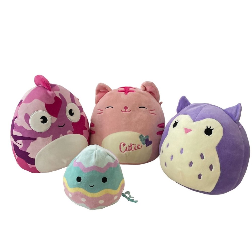 Squishmallows Plush Lot 4 Holly Owl Bronte Chameleon Paulita Cat Flip A Mallow